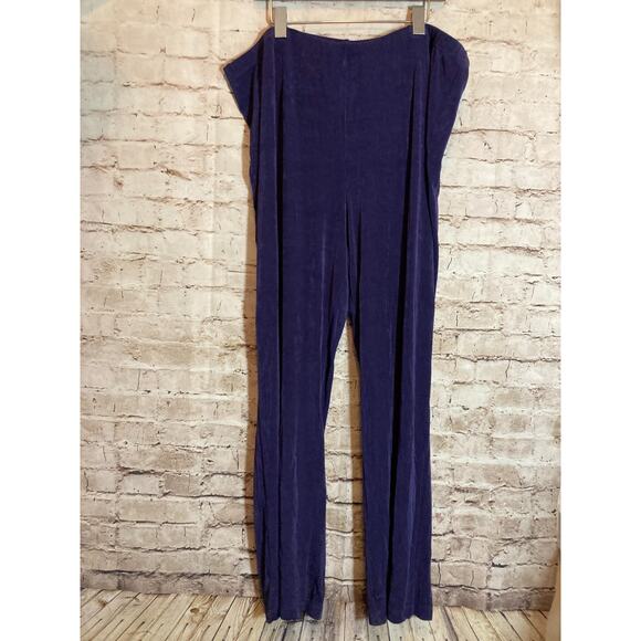 Chico's Slinky Pants Womens XXL Acetate Deep Purple Elastic Waist Ultra Stretch - Picture 1 of 15